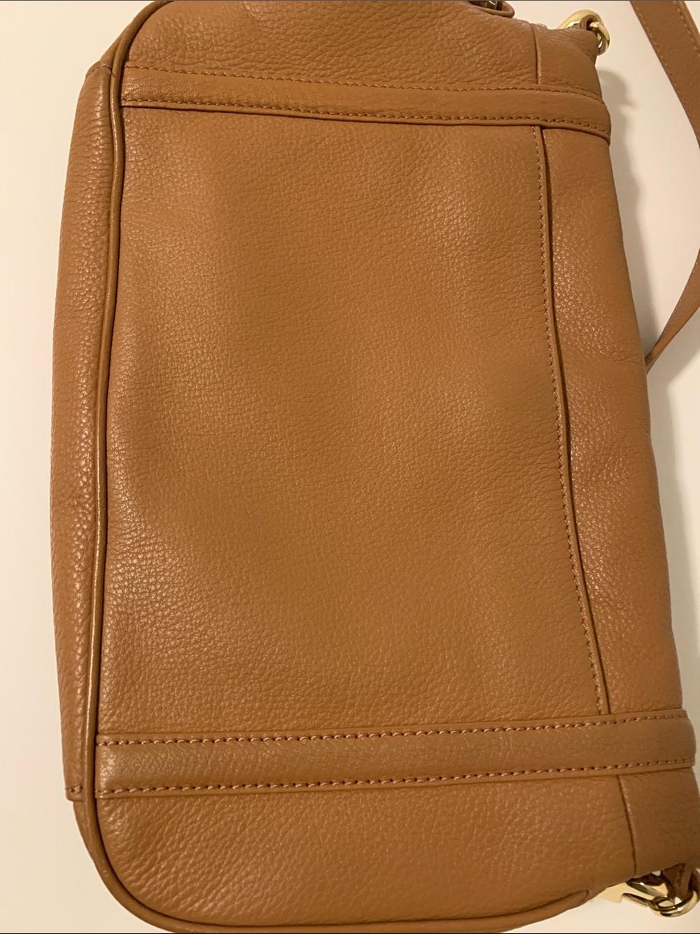 Tory Burch Cognac Leather Fold-Over Crossbody with Gold Logo - Picture 3 of 4